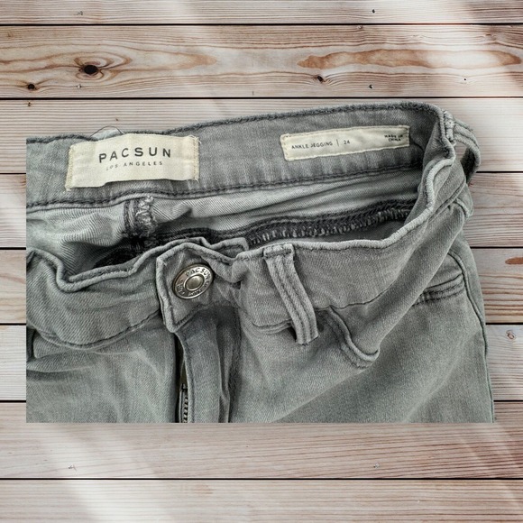 PacSun Jeans Womens 24 Ankle Jeggings Distressed Gray Denim Stretch Soft - Picture 3 of 7